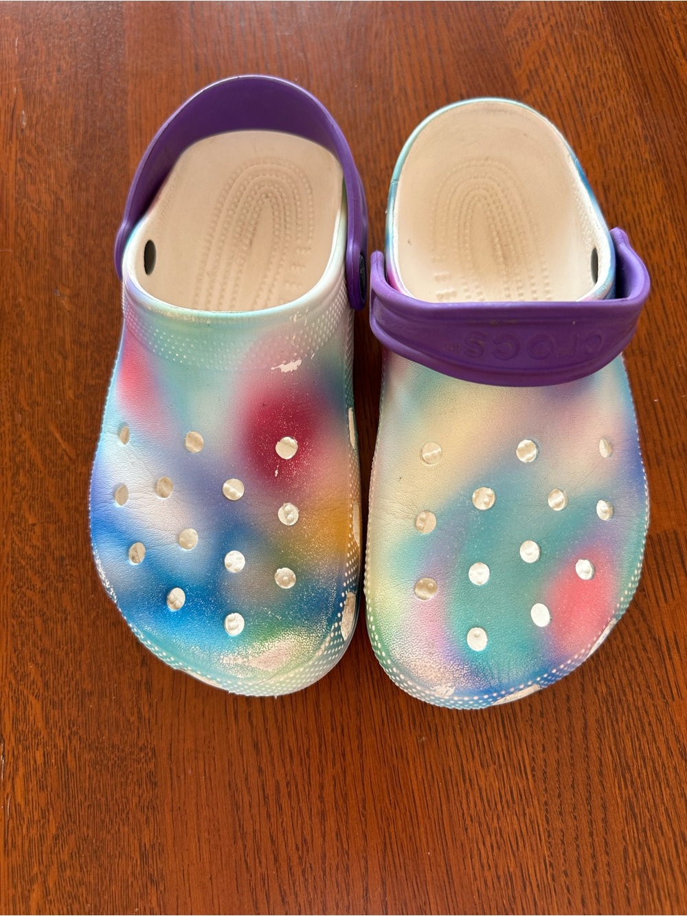 CROCS Kids Pastel Tie-Dye Clog with Purple Strap